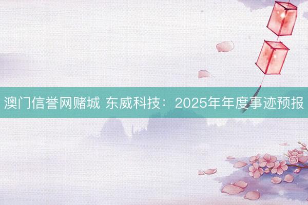 澳门信誉网赌城 东威科技：2025年年度事迹预报
