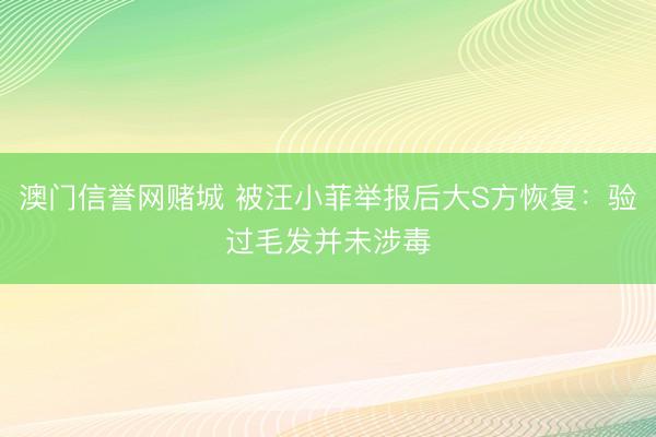 澳门信誉网赌城 被汪小菲举报后大S方恢复：验过毛发并未涉毒