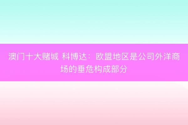 澳门十大赌城 科博达：欧盟地区是公司外洋商场的垂危构成部分
