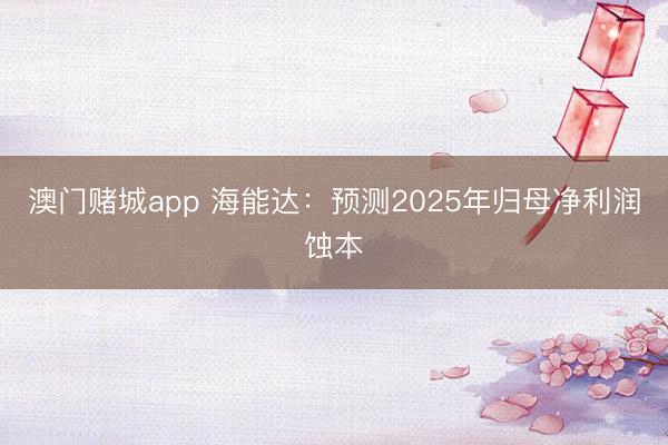 澳门赌城app 海能达：预测2025年归母净利润蚀本
