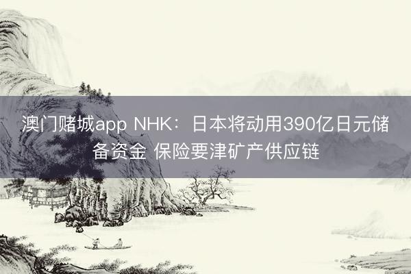 澳门赌城app NHK：日本将动用390亿日元储备资金 保险要津矿产供应链