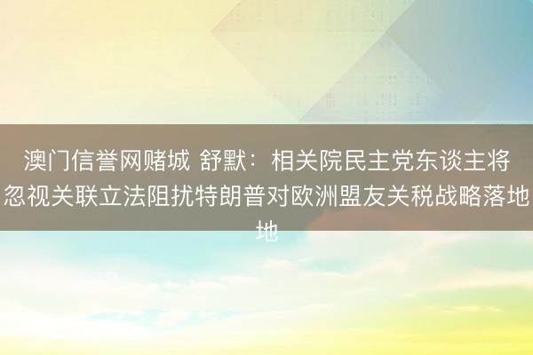 澳门信誉网赌城 舒默:相关院民主党东谈主将忽视关联立法阻扰特朗普对欧洲盟友关税战略落地
