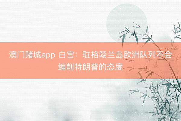 澳门赌城app 白宫:驻格陵兰岛欧洲队列不会编削特朗普的态度