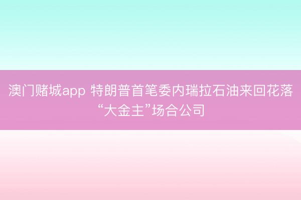 澳门赌城app 特朗普首笔委内瑞拉石油来回花落“大金主”场合公司