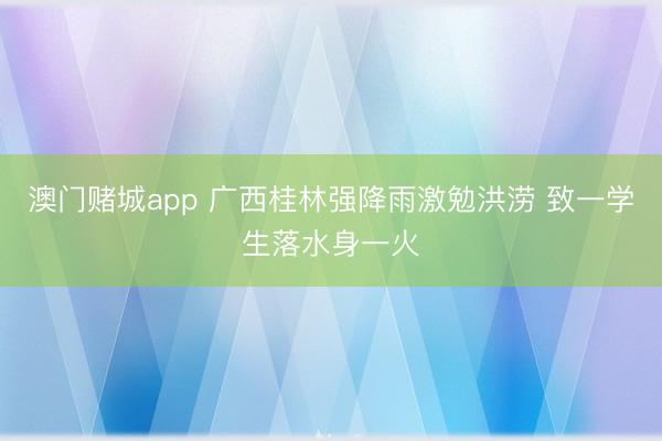 澳门赌城app 广西桂林强降雨激勉洪涝 致一学生落水身一火