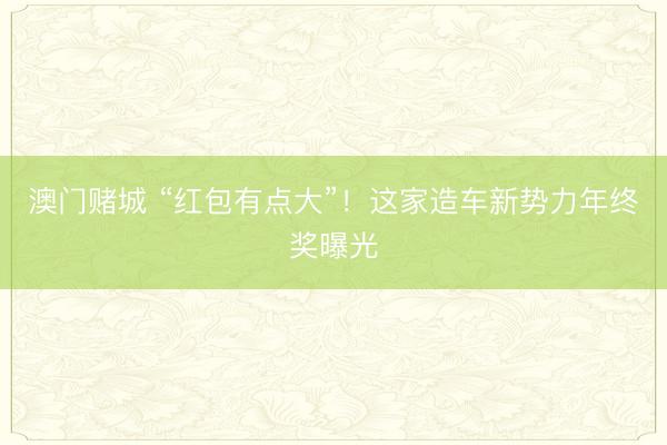 澳门赌城 “红包有点大”!这家造车新势力年终奖曝光