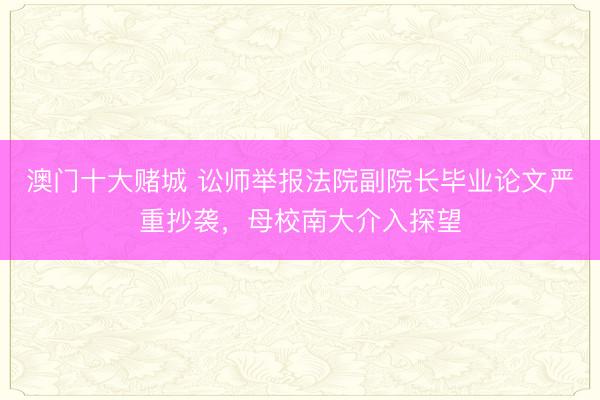 澳门十大赌城 讼师举报法院副院长毕业论文严重抄袭，母校南大介入探望