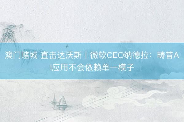 澳门赌城 直击达沃斯|微软CEO纳德拉:畴昔AI应用不会依赖单一模子