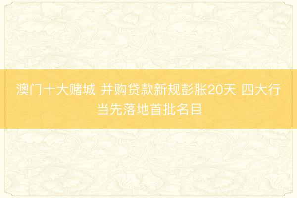 澳门十大赌城 并购贷款新规彭胀20天 四大行当先落地首批名目