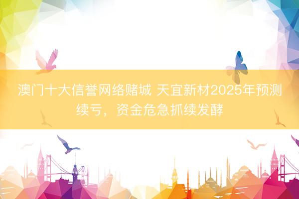 澳门十大信誉网络赌城 天宜新材2025年预测续亏，资金危急抓续发酵