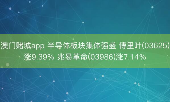 澳门赌城app 半导体板块集体强盛 傅里叶(03625)涨9.39% 兆易革命(03986)涨7.14%