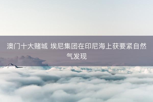 澳门十大赌城 埃尼集团在印尼海上获要紧自然气发现