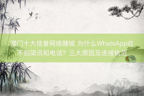 澳门十大信誉网络赌城 为什么WhatsApp收不到简讯和电话？三大原因及连接轨范