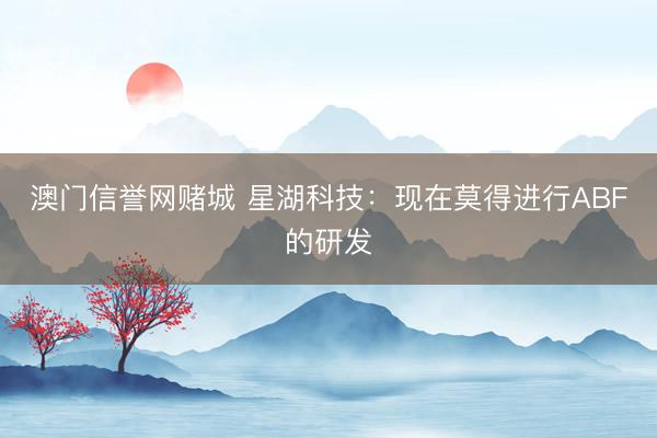 澳门信誉网赌城 星湖科技：现在莫得进行ABF的研发