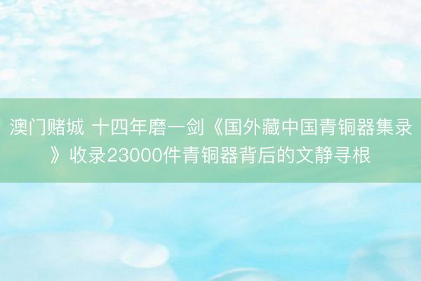 澳门赌城 十四年磨一剑《国外藏中国青铜器集录》收录23000件青铜器背后的文静寻根
