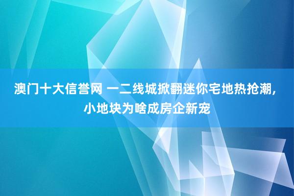 澳门十大信誉网 一二线城掀翻迷你宅地热抢潮, 小地块为啥成房企新宠