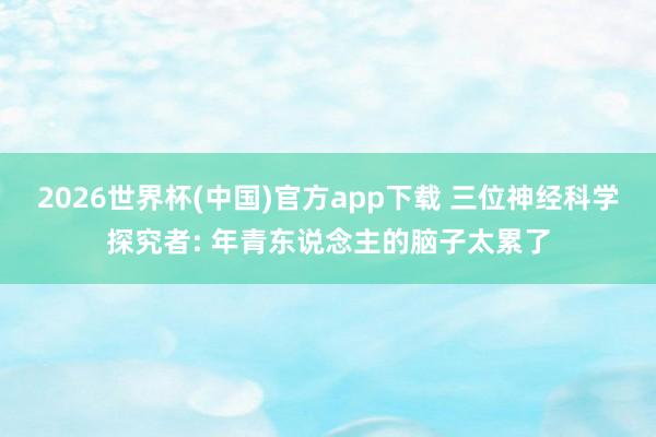 2026世界杯(中国)官方app下载 三位神经科学探究者: 年青东说念主的脑子太累了