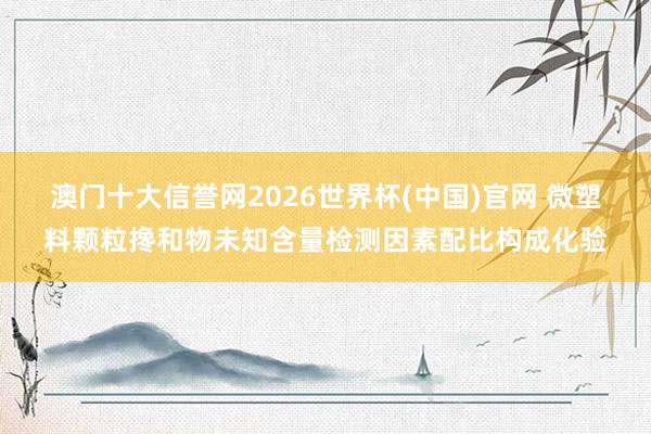 澳门十大信誉网2026世界杯(中国)官网 微塑料颗粒搀和物未知含量检测因素配比构成化验