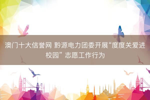 澳门十大信誉网 黔源电力团委开展“度度关爱进校园” 志愿工作行为