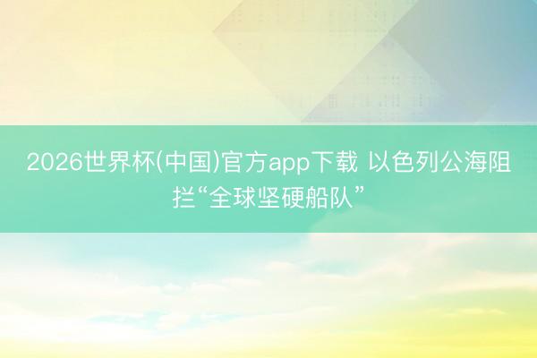 2026世界杯(中国)官方app下载 以色列公海阻拦“全球坚硬船队”