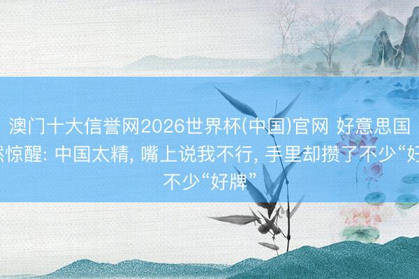 澳门十大信誉网2026世界杯(中国)官网 好意思国猛然惊醒: 中国太精, 嘴上说我不行, 手里却攒了不少“好牌”