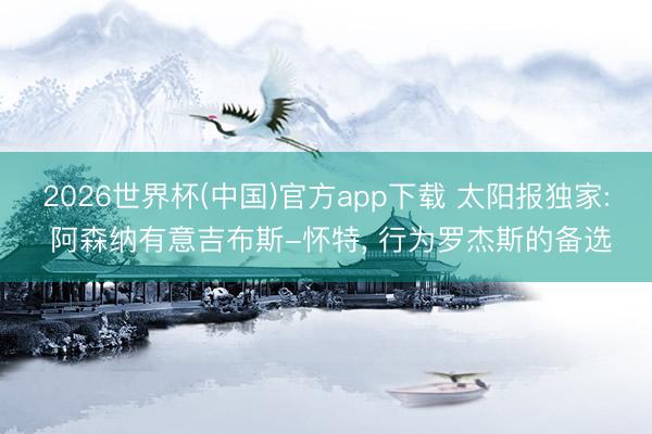 2026世界杯(中国)官方app下载 太阳报独家: 阿森纳有意吉布斯-怀特, 行为罗杰斯的备选