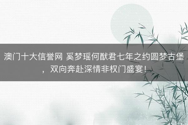 澳门十大信誉网 奚梦瑶何猷君七年之约圆梦古堡，双向奔赴深情非权门盛宴！